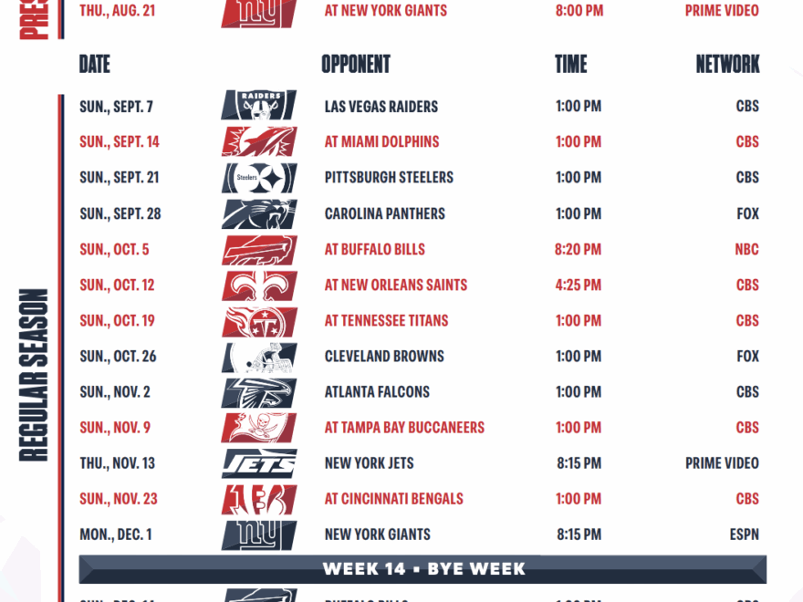 Bedard Early Thoughts On The Patriots 2025 Schedule Another Week 14 Bye Week