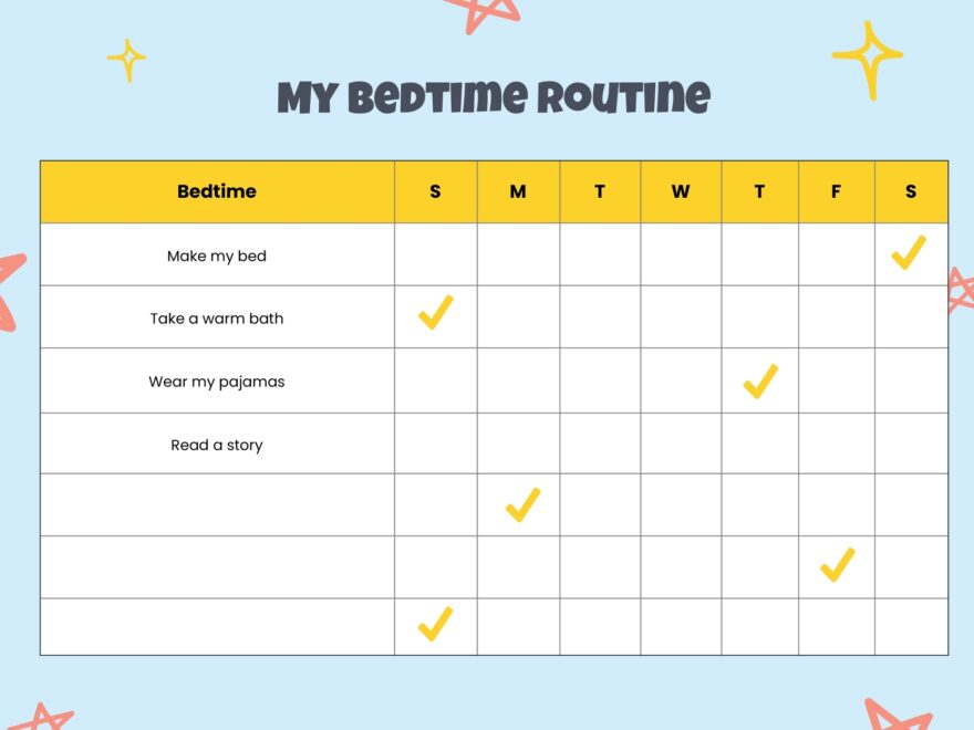 Bedtime Routine Chart In Illustrator PDF Download Template