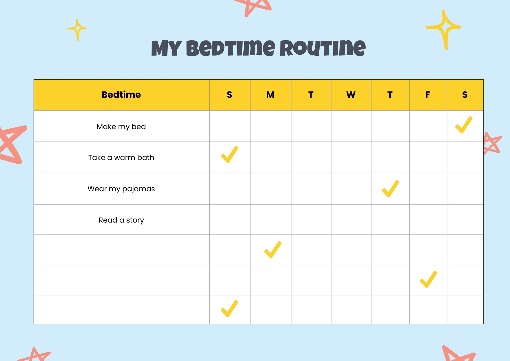 Bedtime Routine Chart In Illustrator PDF Download Template Bedtime Routine Chart In Illustrator PDF Download Template