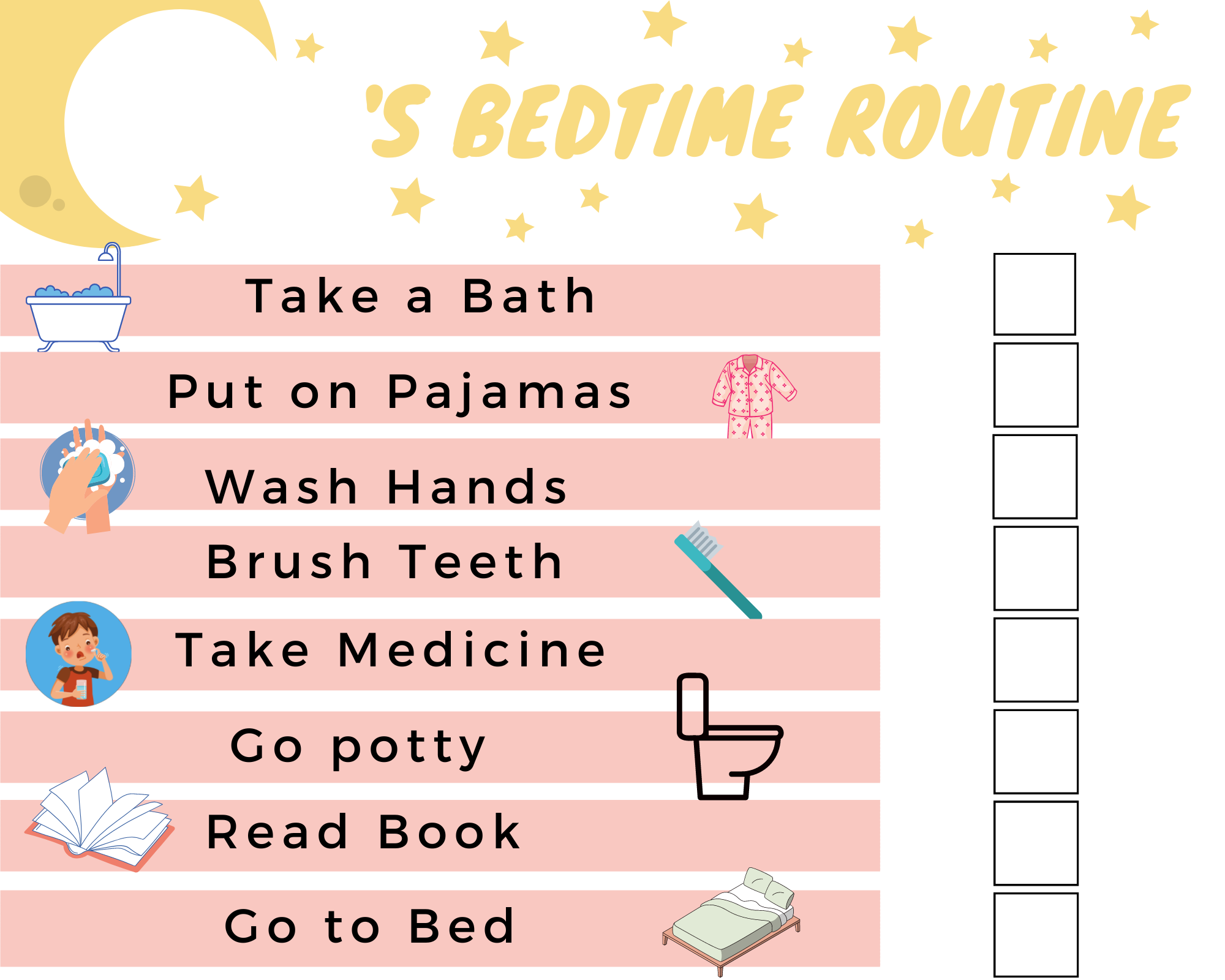 Bedtime Routine Visual Aid Behavior Analyst Resource Center