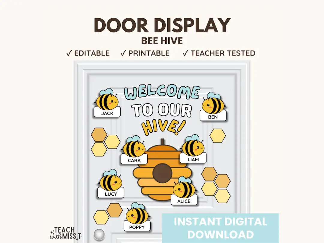 Bee Teacher Classroom Door Sign Printable