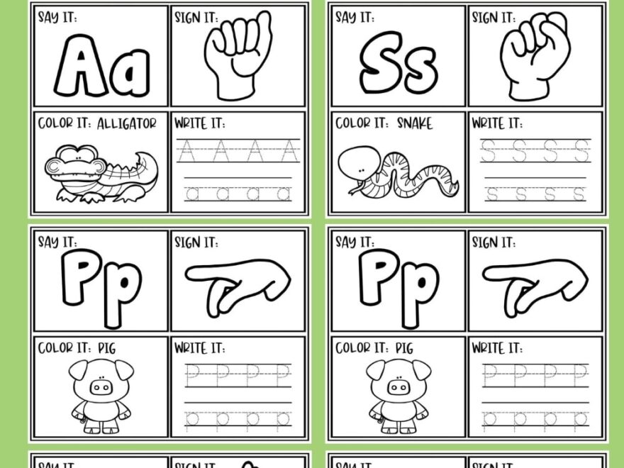 Beginner American Sign Language Worksheets Kids Activity Zone