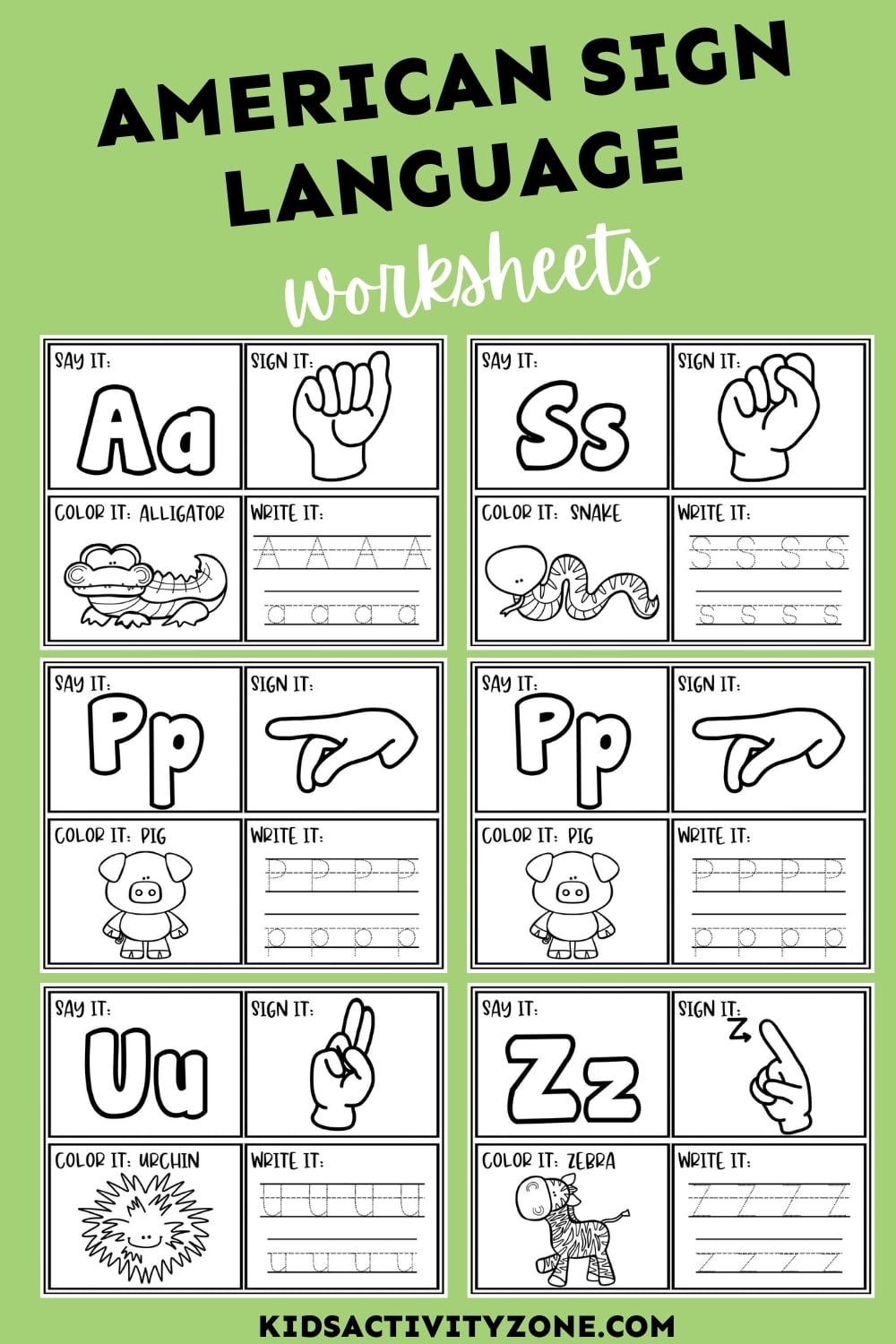 Free Printable American Sign Language Worksheets