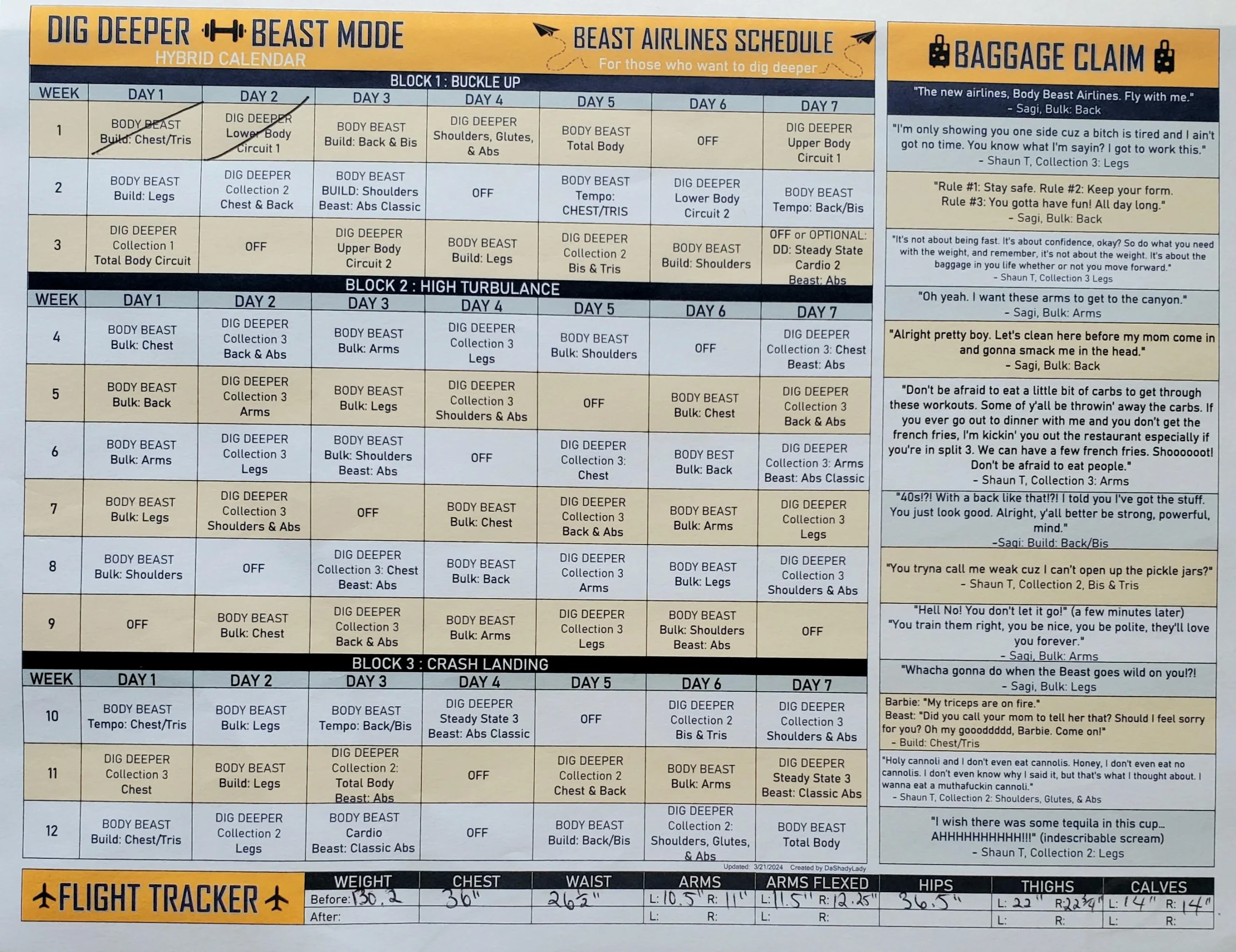 Ultimate Beachbody Printable Workout Sheets