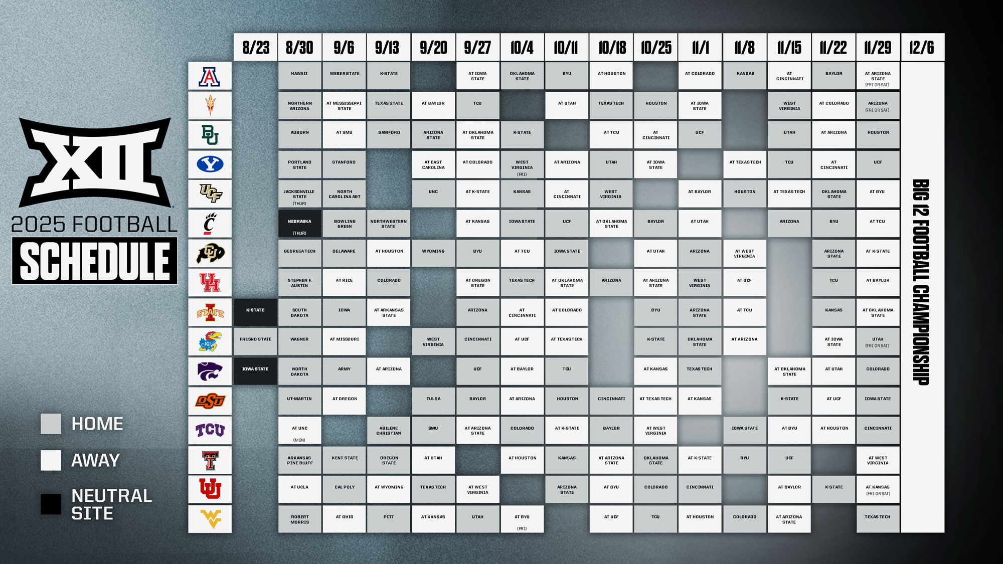 Big 12 Conference Releases 2025 Football Schedule Big 12 Conference