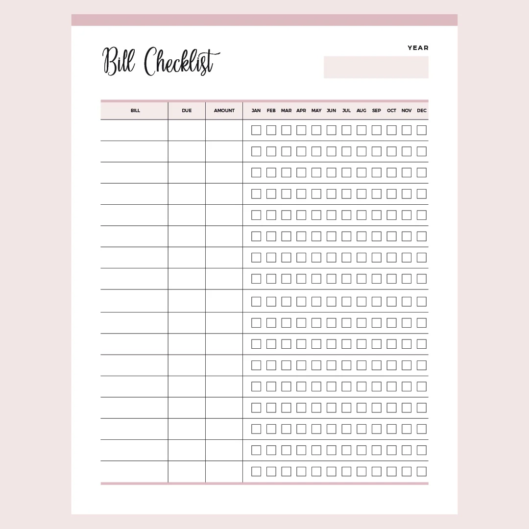 Printable Planner Payment Tracker