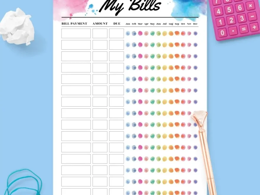 Bill Tracking Planner Template Download Printable PDF