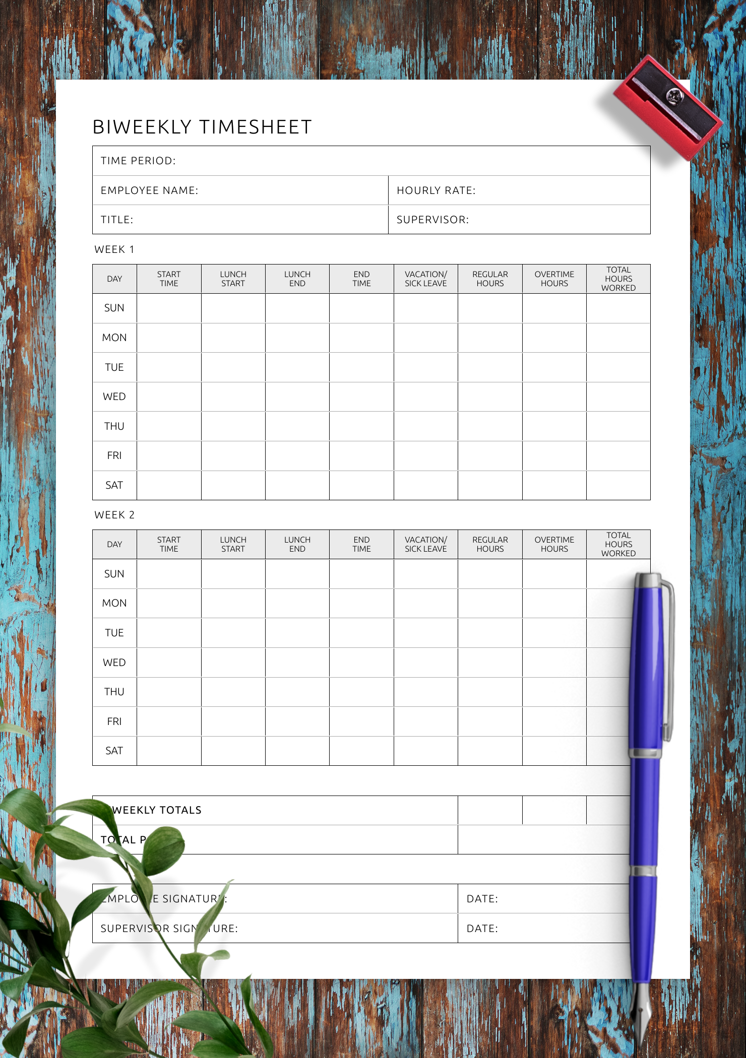 Bi Weekly Printable Time Sheets Bi Weekly Printable Time Sheets