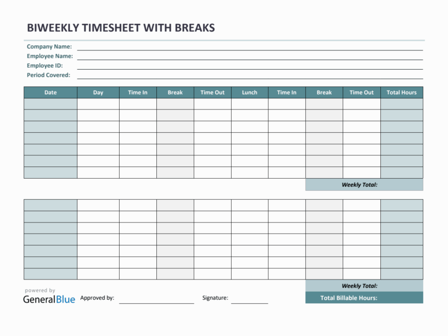 Biweekly Timesheet Templates