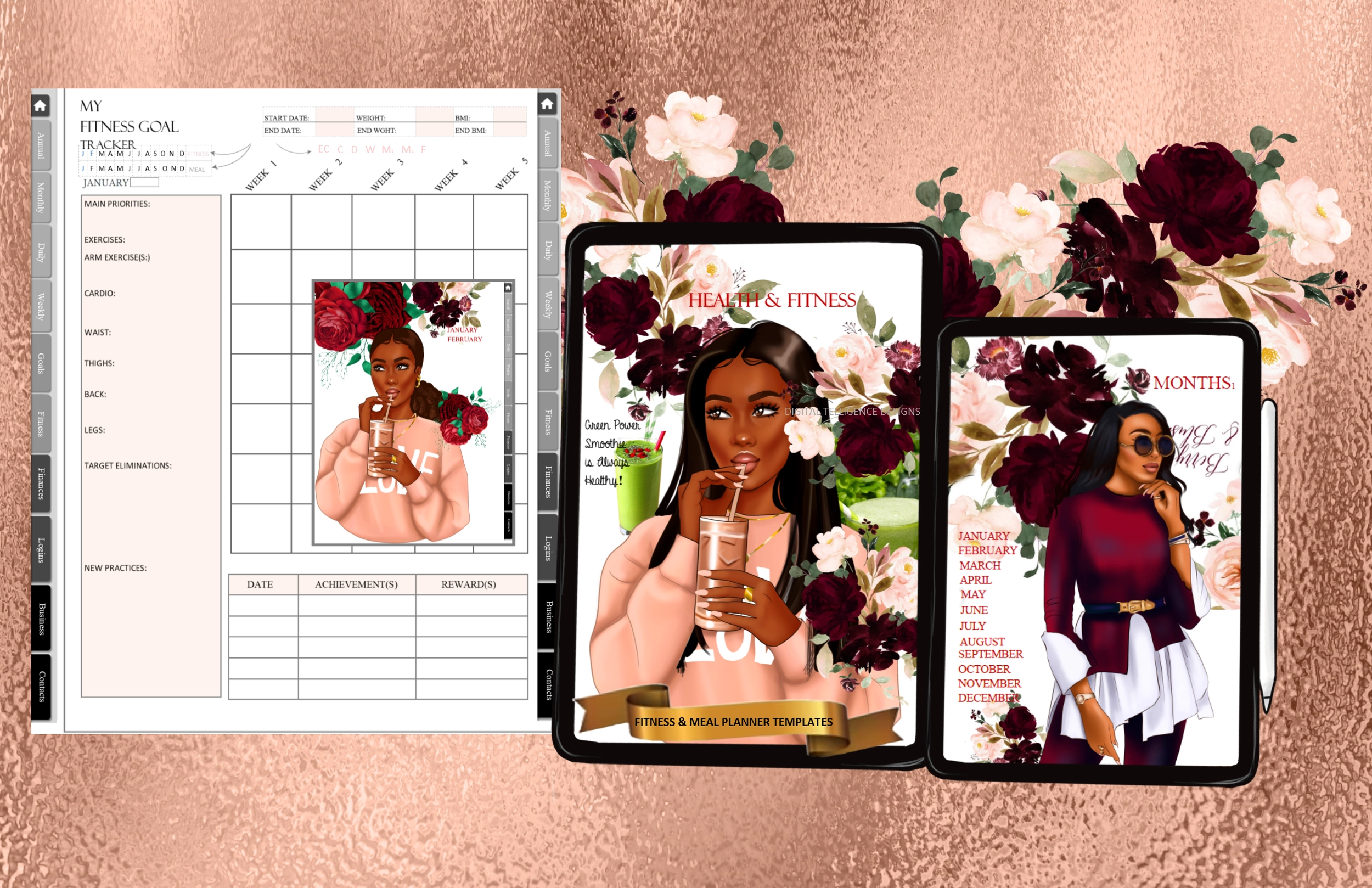 BLACK GIRL DIGITAL Good Notes Notability ALL IN ONE INTUITIVE PLANNER PDF The MS Intuitive Digi Diva Hyperlinked Planner PDF DIGITAL TELLIGENCEDESIGNS COM
