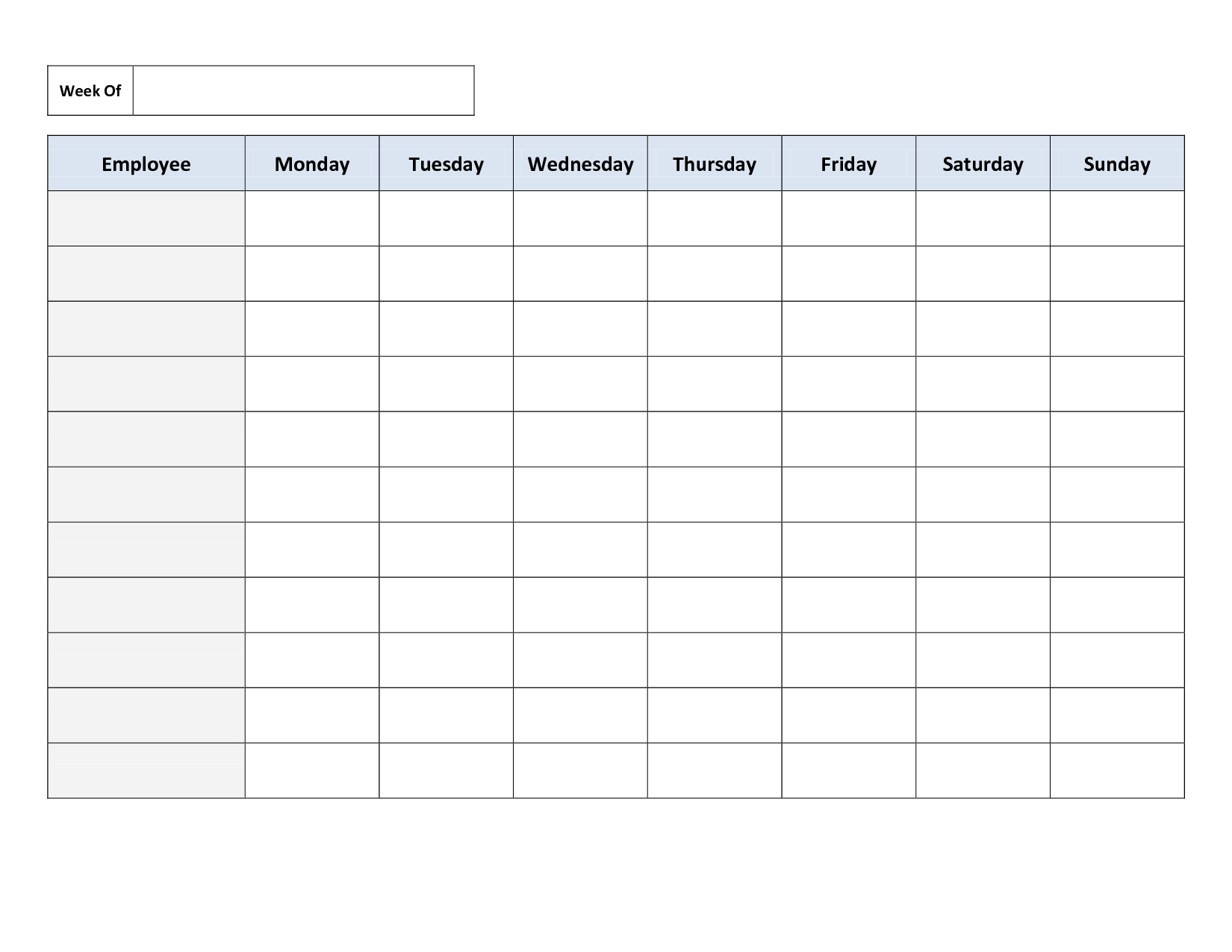 Printable Blank Schedule Template