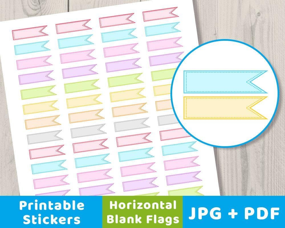 Blank Horizontal Flag Printable Planner Stickers The Digital Download Shop