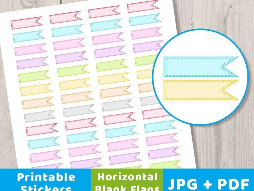 Blank Horizontal Flag Printable Planner Stickers The Digital Download Shop