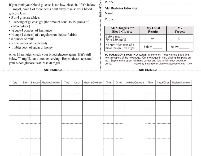 Blood Glucose Log Fill Out Printable PDF Forms Online