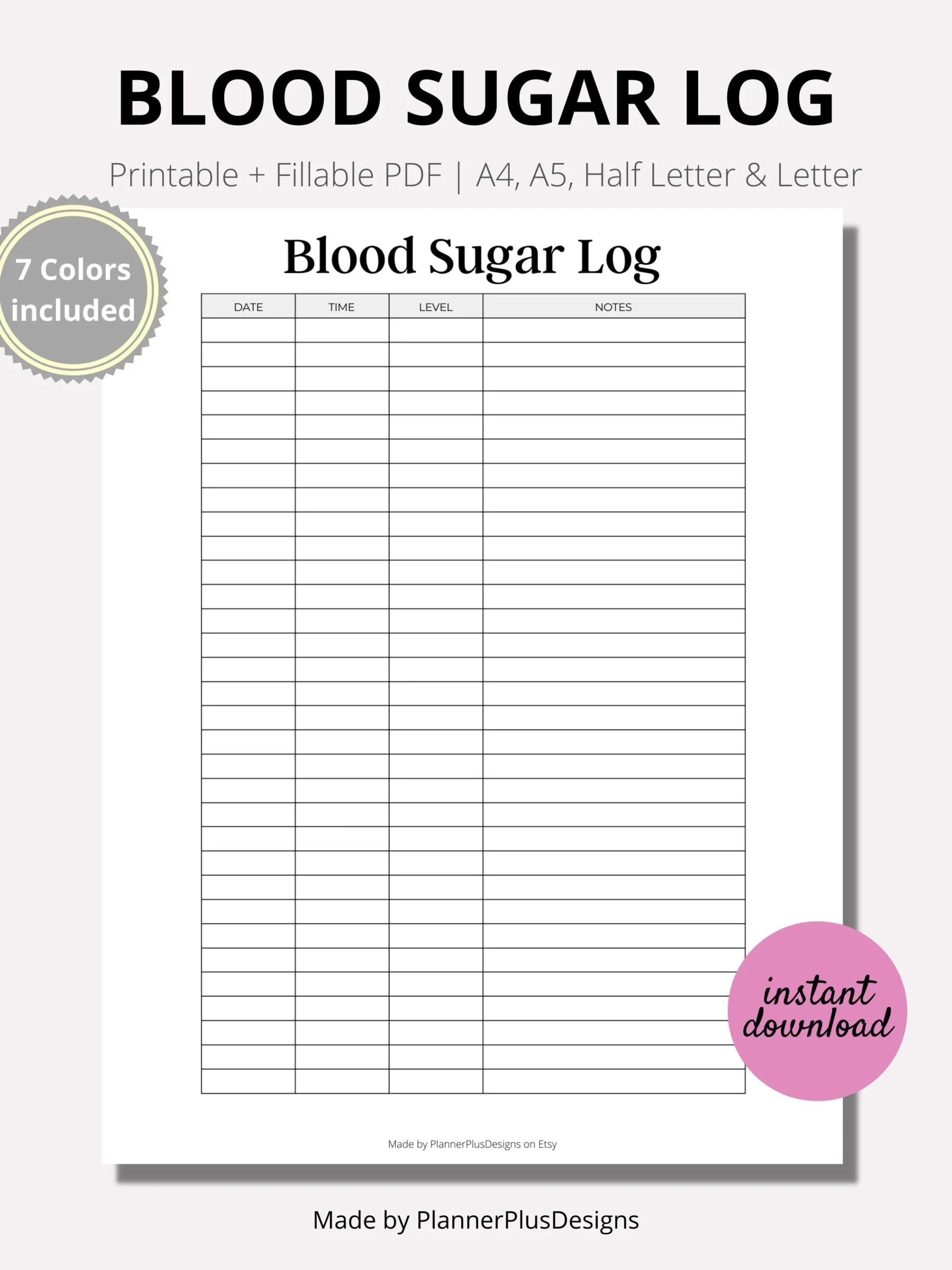 Blood Sugar Log Sheet Printable