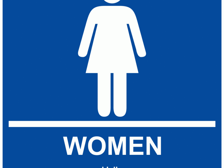 Blue And White Women Braille Sign