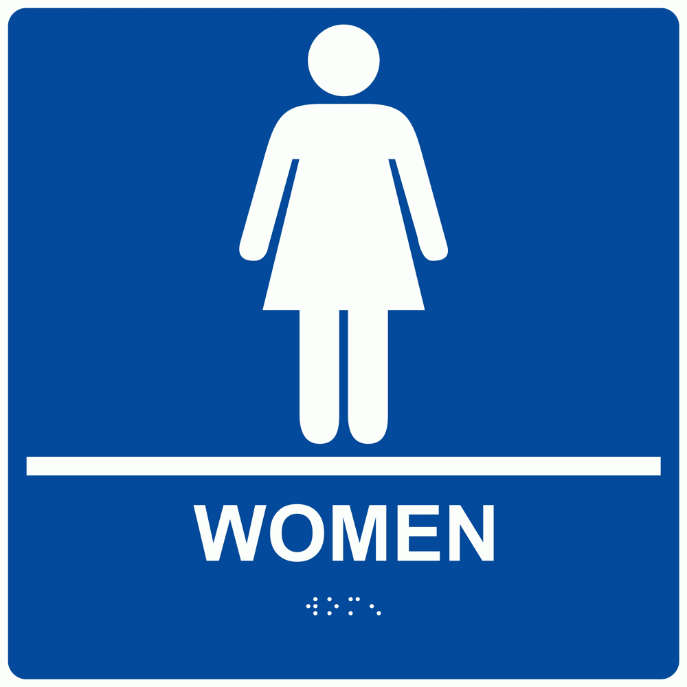Blue And White Women Braille Sign