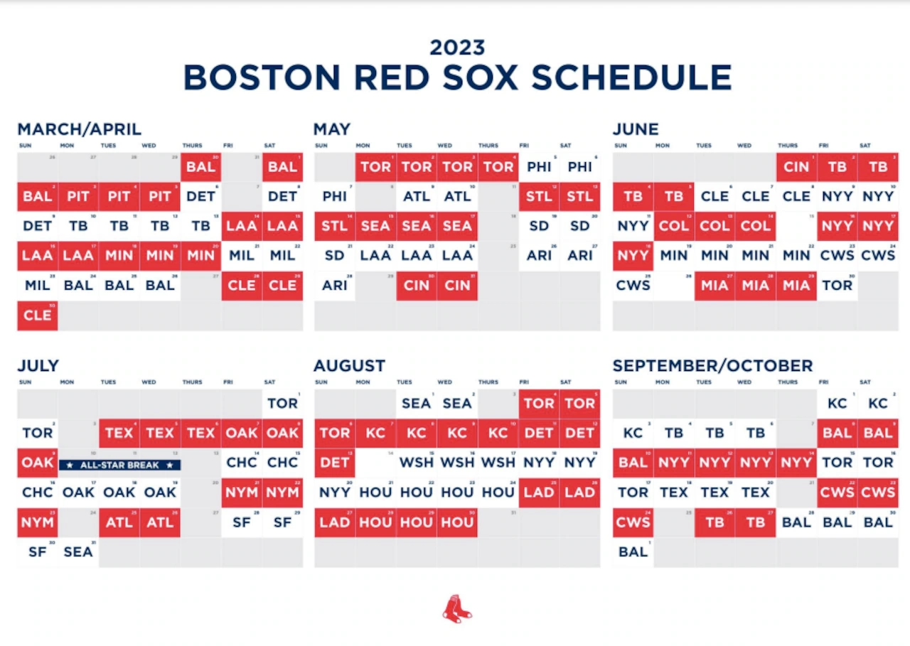 Boston Red Sox Schedule Printable