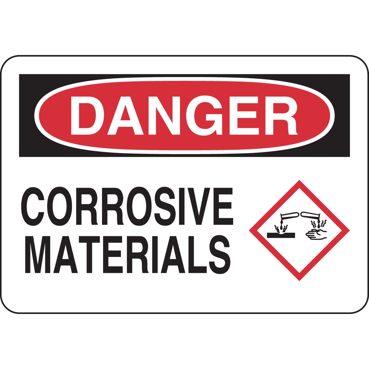 Brady Part 131811 DANGER Corrosive Materials Sign BradyID Brady Part 131811 DANGER Corrosive Materials Sign BradyID