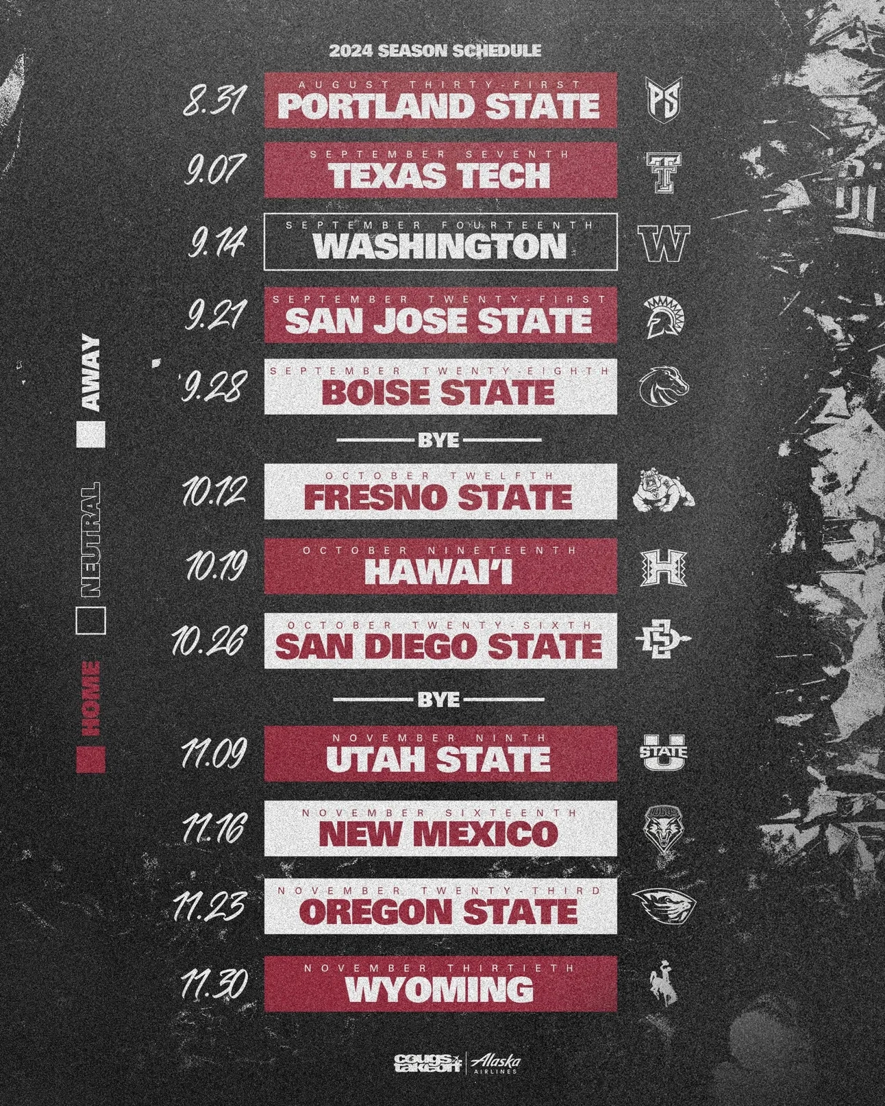 Wsu Cougar Football Schedule Printable Wsu Cougar Football Schedule Printable