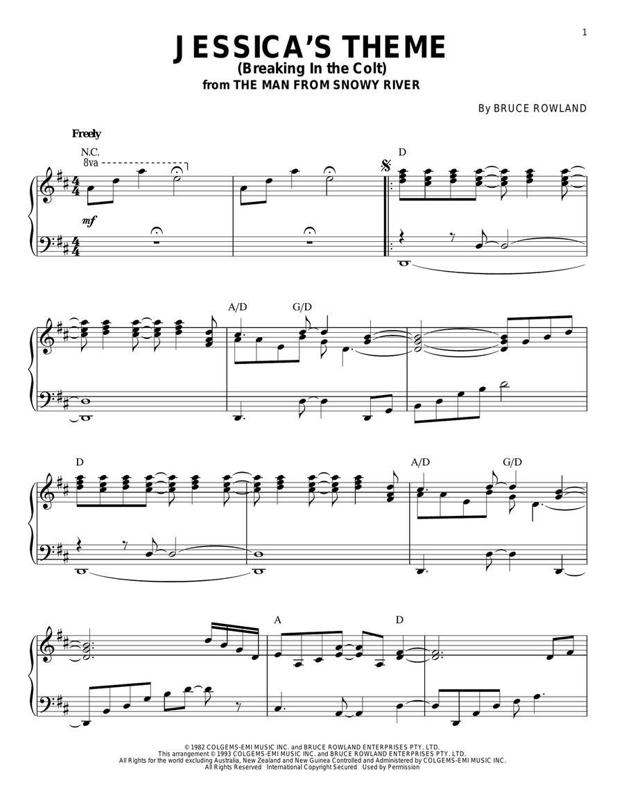 Bruce Rowland And The Man From Snowy River Movie Sheet Music To Download And Print Bruce Rowland And The Man From Snowy River Movie Sheet Music To Download And Print