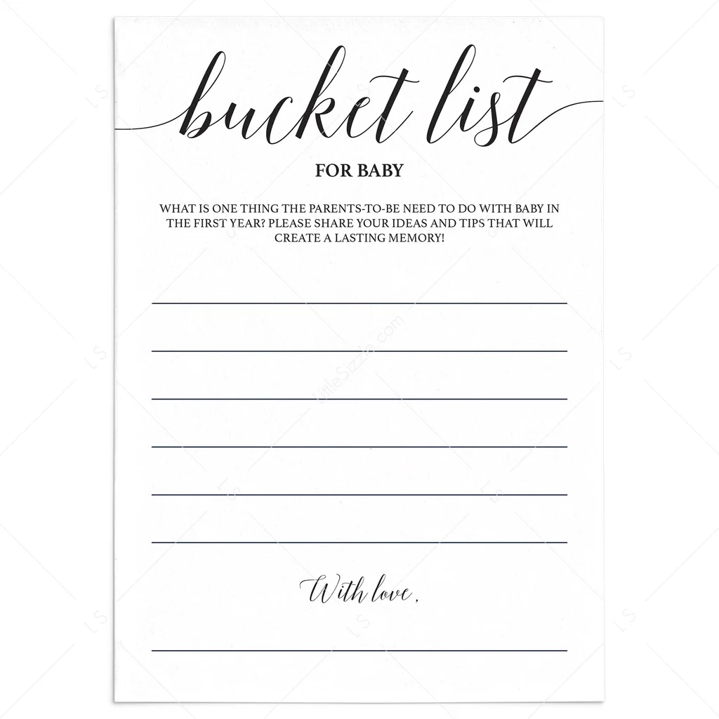 Free Printables Baby Bucket List