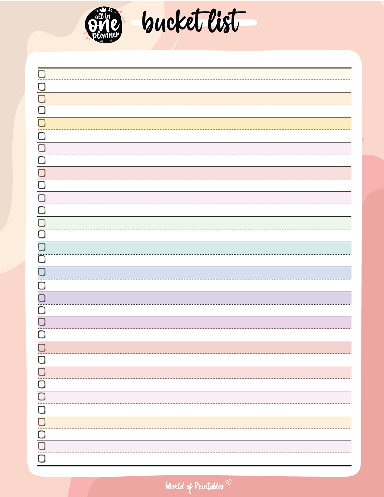 Printable Images Fr A Bucket List