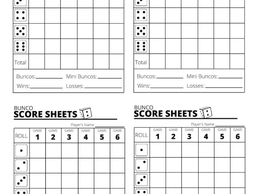 Bunco Score Sheets X4 Bunco Score Sheets Printable PDF Etsy