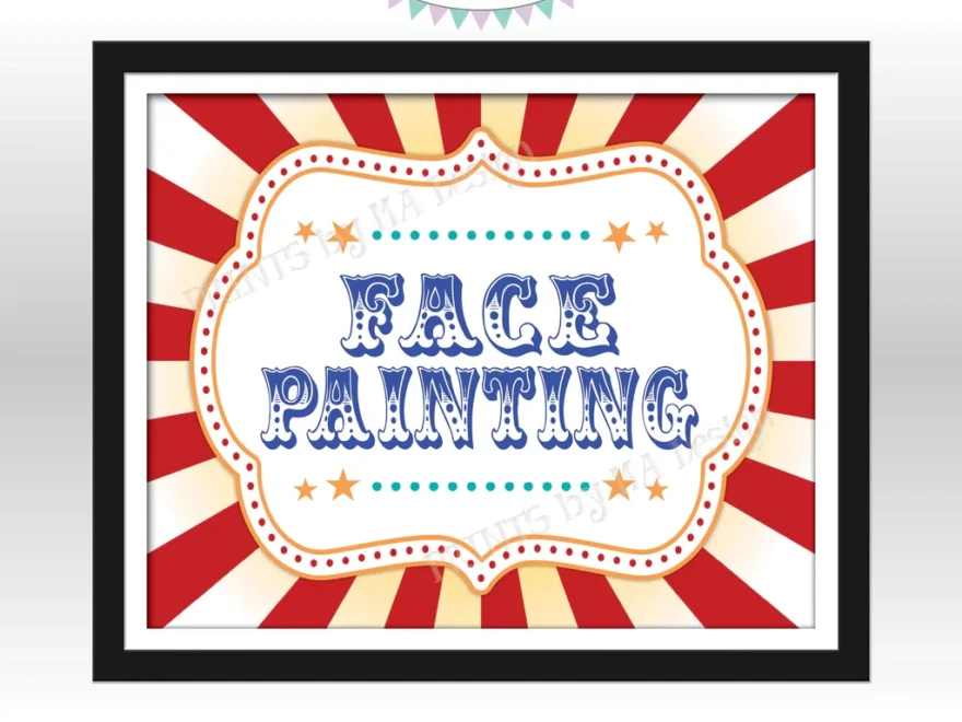 Carnival Face Painting Sign Circus Activities Festival Game Tent Bi PRINTSbyMAdesign