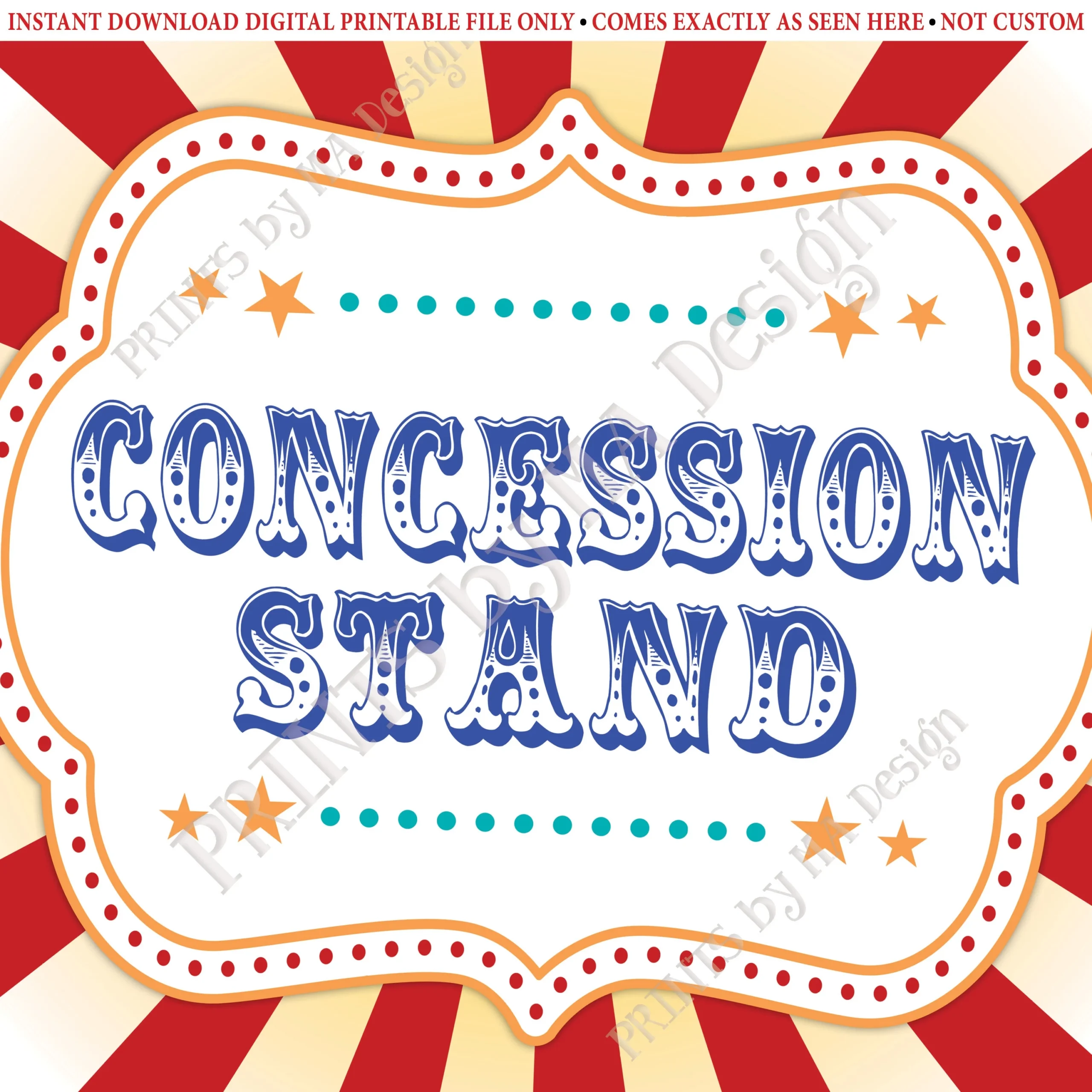 Printable Circus Concession Sign