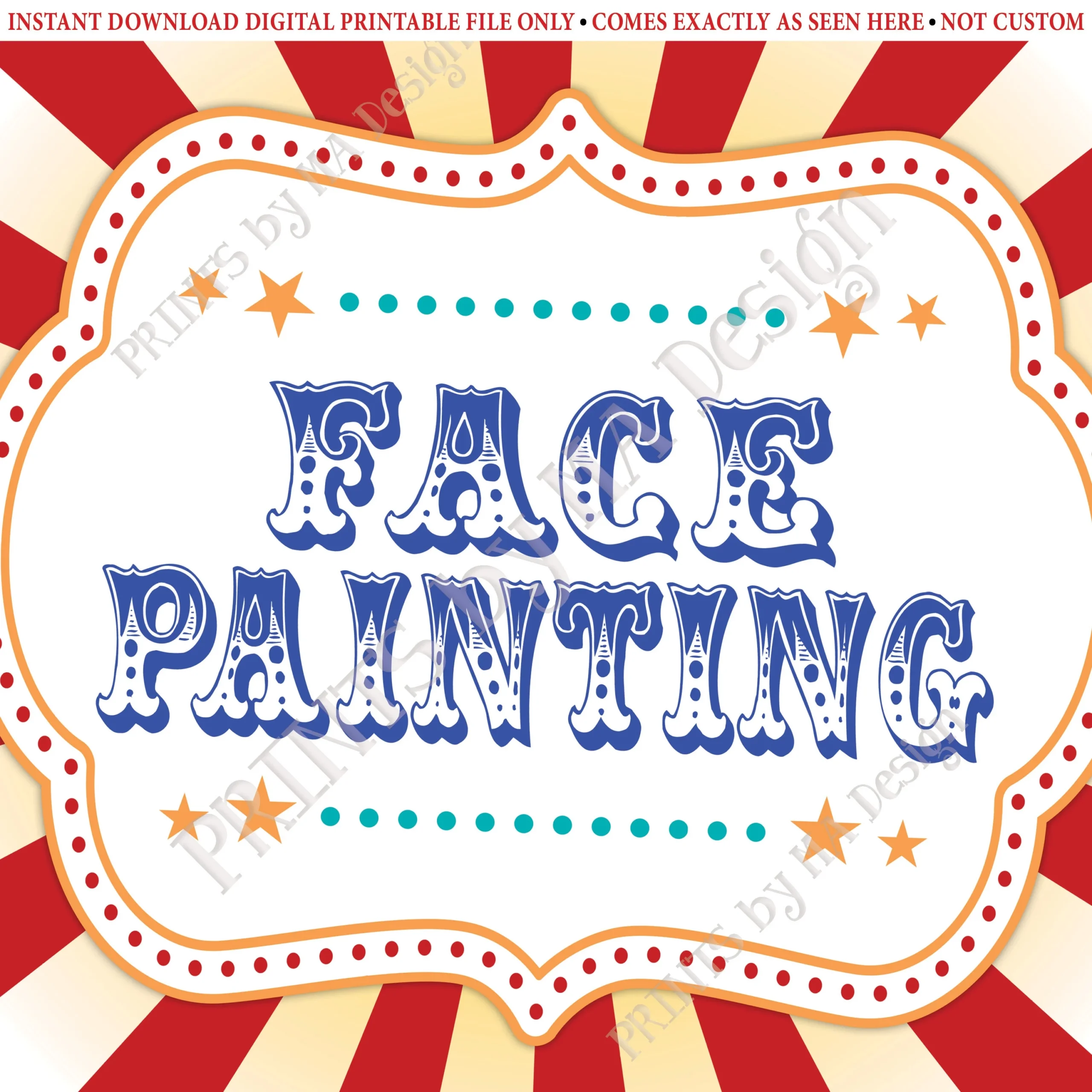 Face Paiting Printable Carnival Sign
