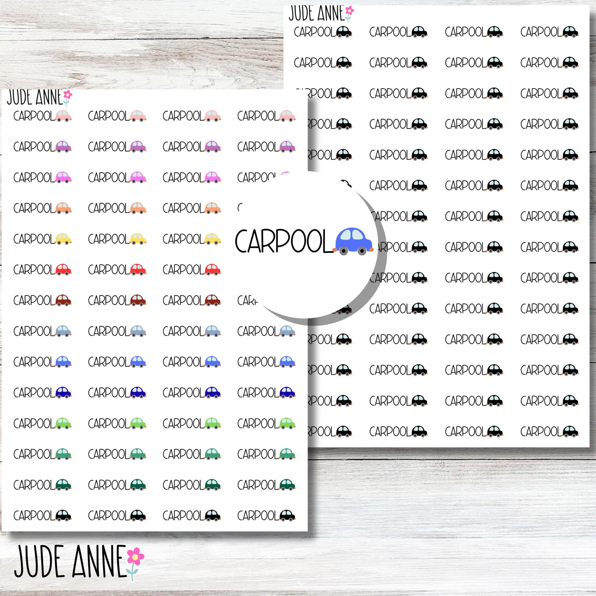 Carpool Planner Stickers School Carpool Planner Stickers Cute Planner Stickers Kawaii Stickers Carpool Stickers Etsy