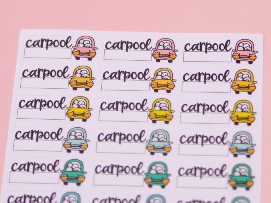 Carpool Script Stickers Functional Planner Stickers Carline Planner Stickers Lily s Little Lites Stickers L029 Etsy