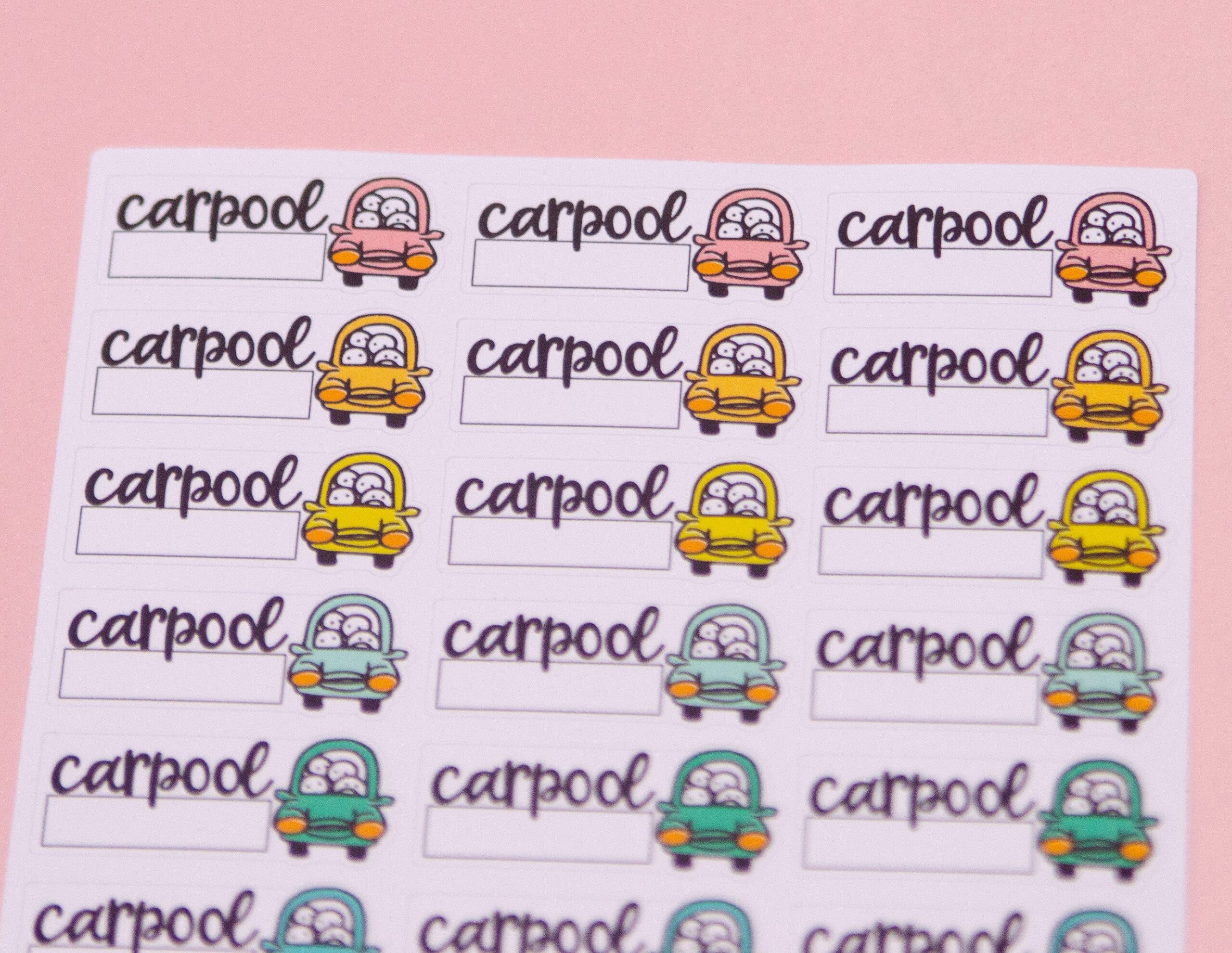 Carpool Script Stickers Functional Planner Stickers Carline Planner Stickers Lily s Little Lites Stickers L029 Etsy