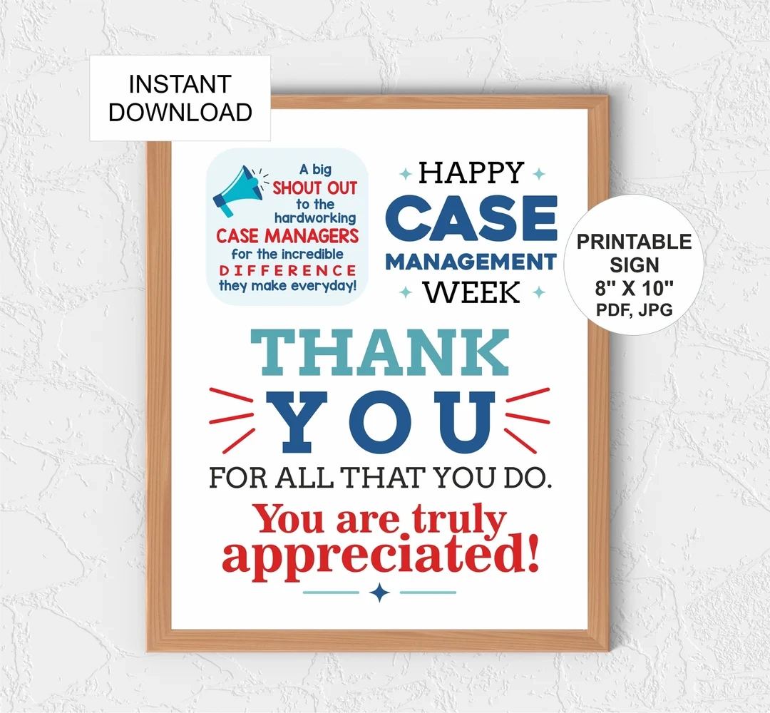 Case Management Week Sign Printable Case Managers Week Poster Case Manager Appreciation Sign Case Managers Thank You Sign Poster Etsy