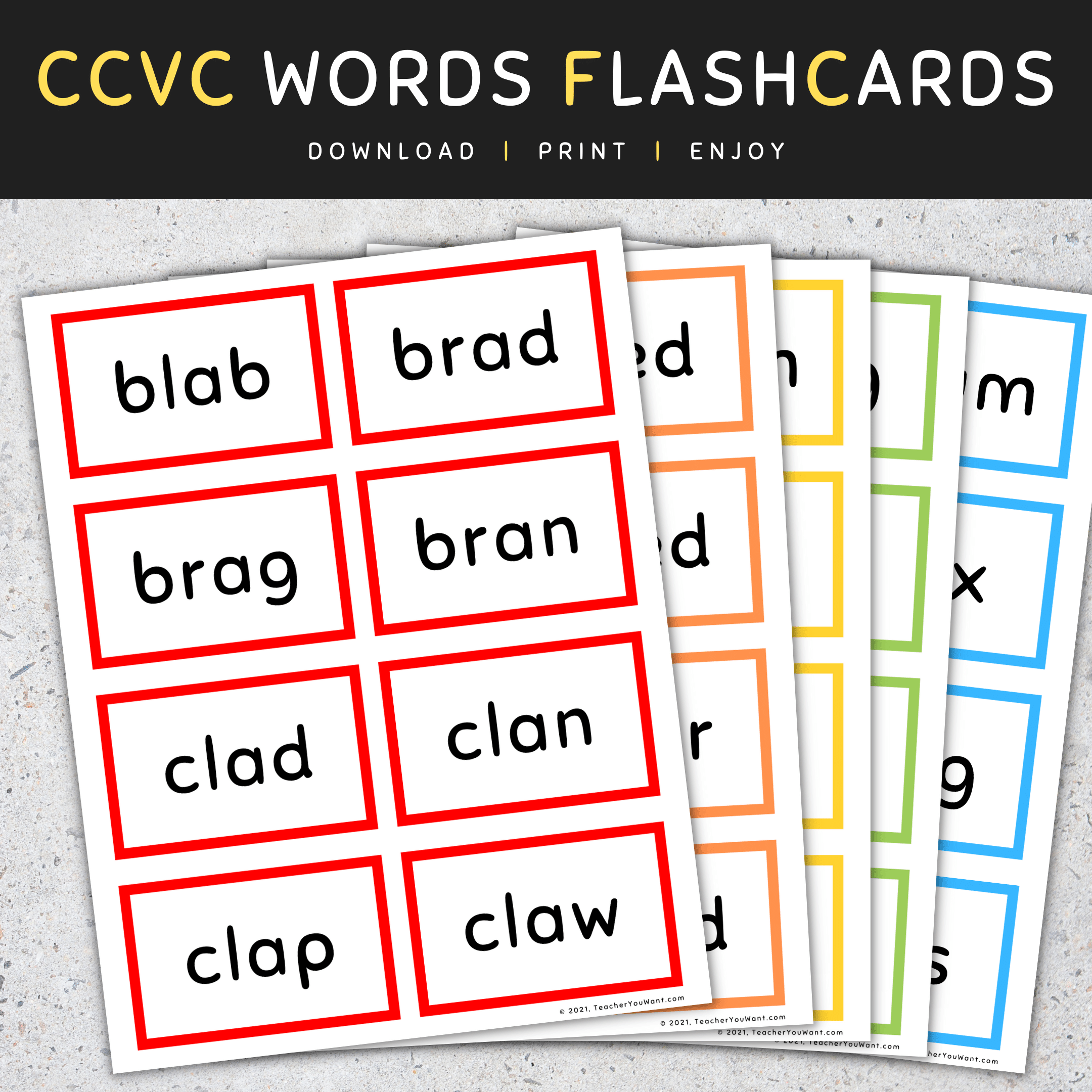 CCVC Words Flash Cards Short Vowels A E I O U CCVC Words List SET 1 Made By Teachers