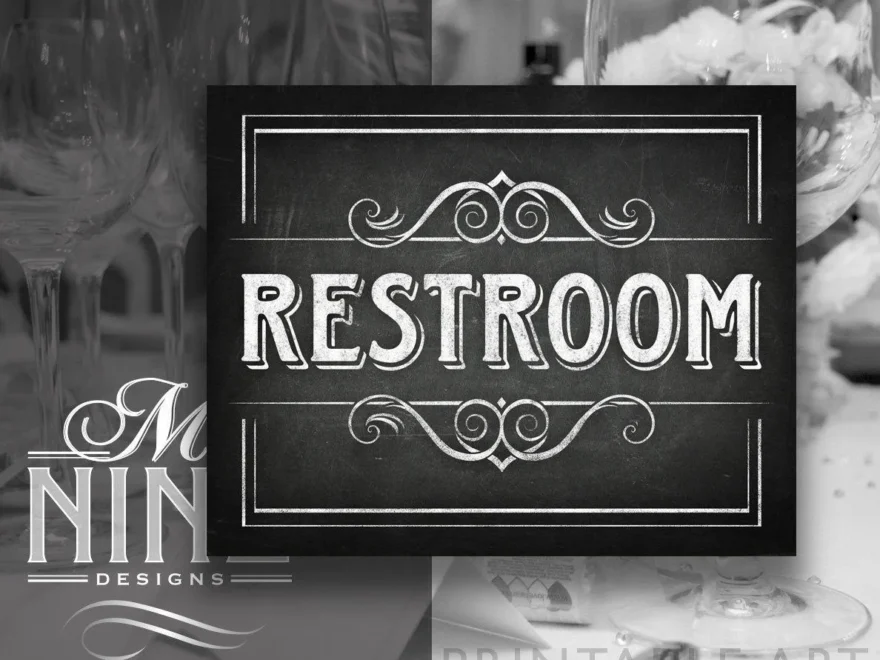 Chalkboard Printable Signs RESTROOM Sign Downloads Chalkboard Party Printables Chalk Wedding Sign Chalk Party Sign BWC28 Etsy