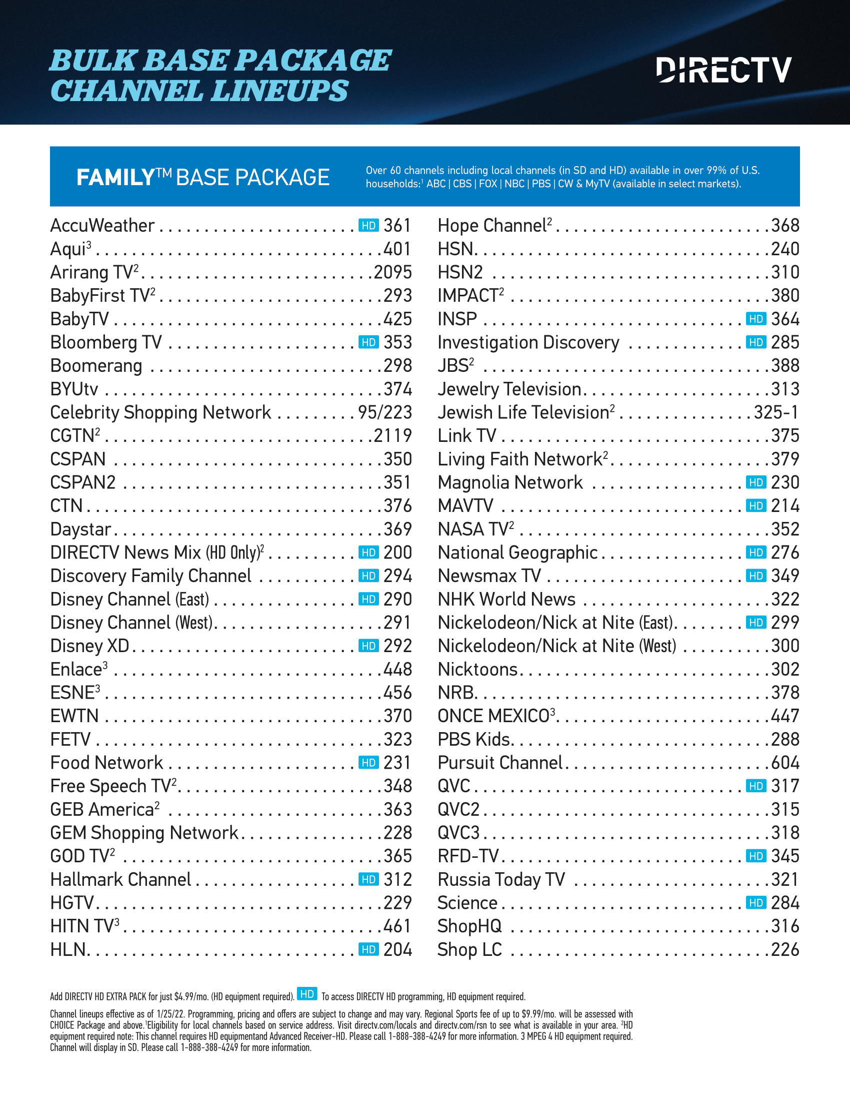 Directv Printable Channel Line Up