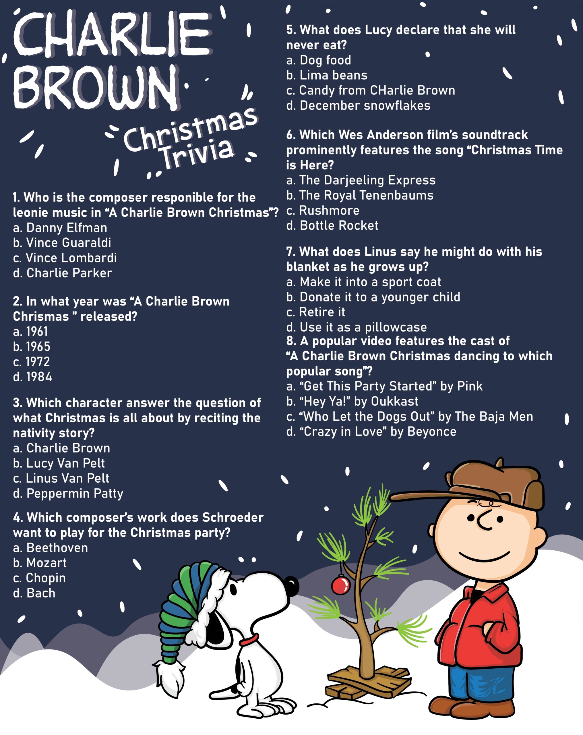 Charlie Brown Christmas Trivia 7 Free PDF Printables Printablee