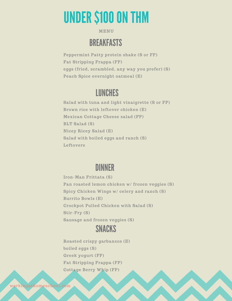 Printable Thm Menu Planner Printable Thm Menu Planner