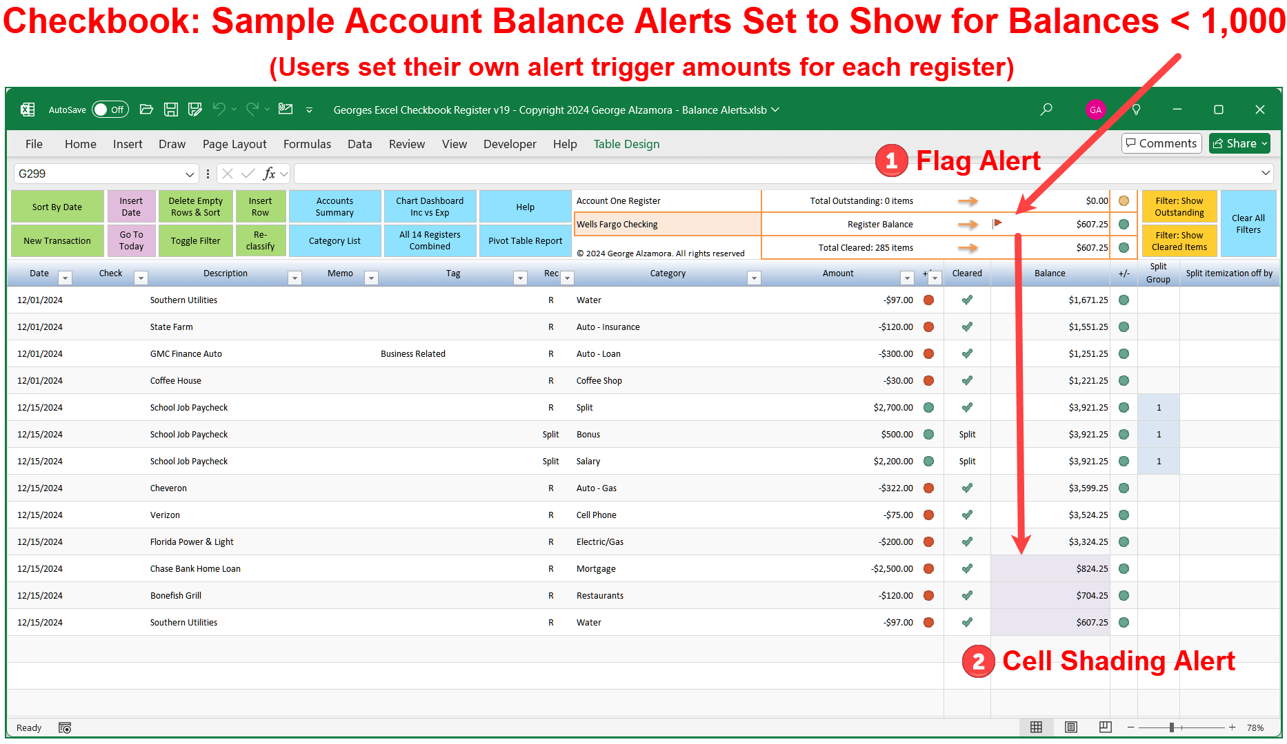Check Book Spread Sheet Printable