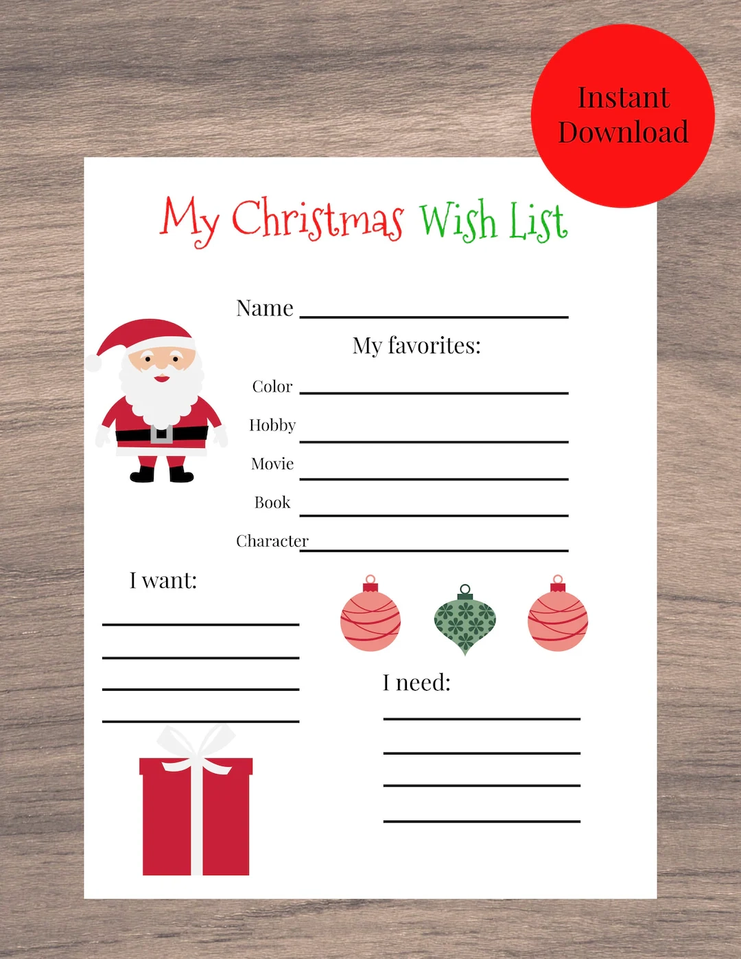 Christmas Wish List For Kids Printable
