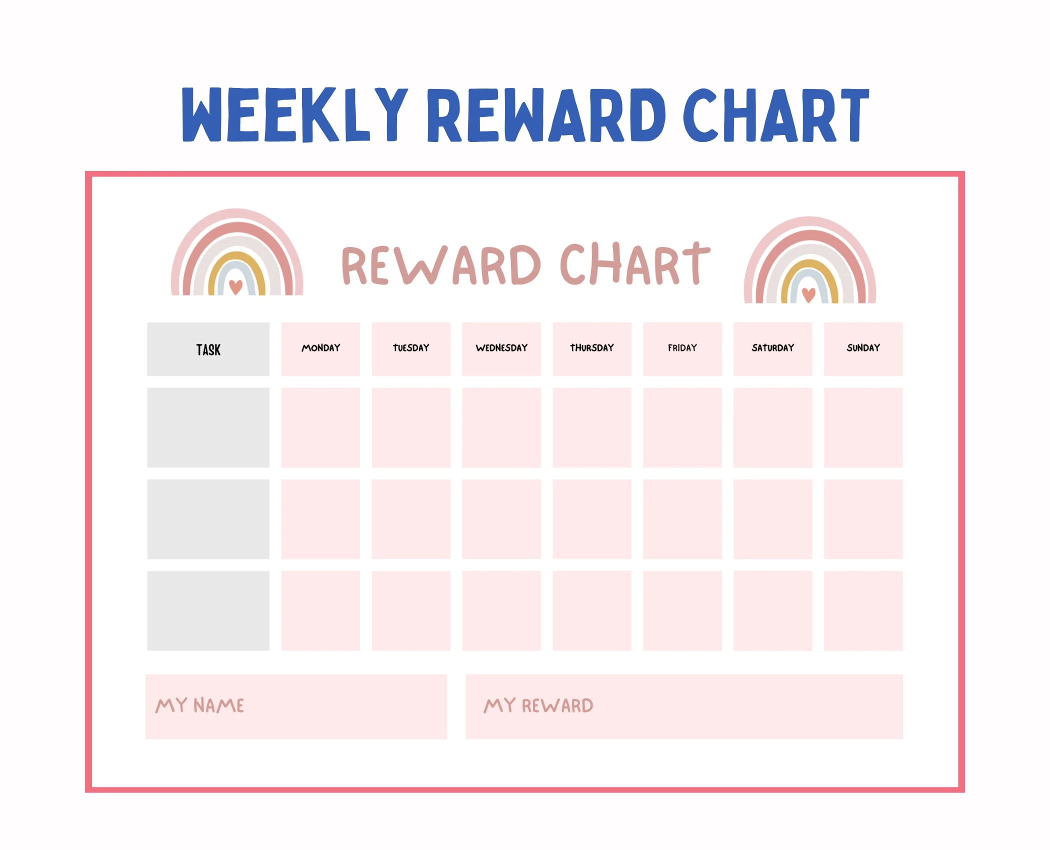 Chore Chart For Kids Printable Daily Weekly Reward Chart For Kids Behavior Chart Reward Chart Etsy Chore Chart For Kids Printable Daily Weekly Reward Chart For Kids Behavior Chart Reward Chart Etsy