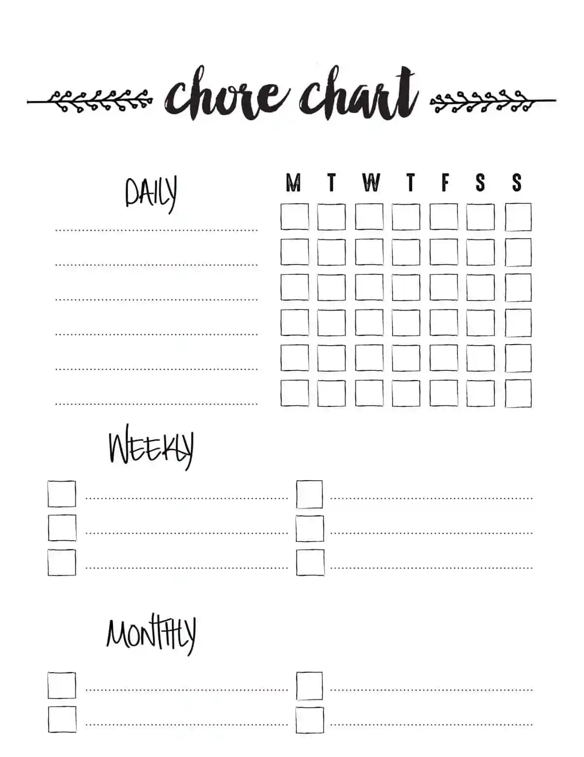 Free Download And Printable Chore Charts Free Download And Printable Chore Charts