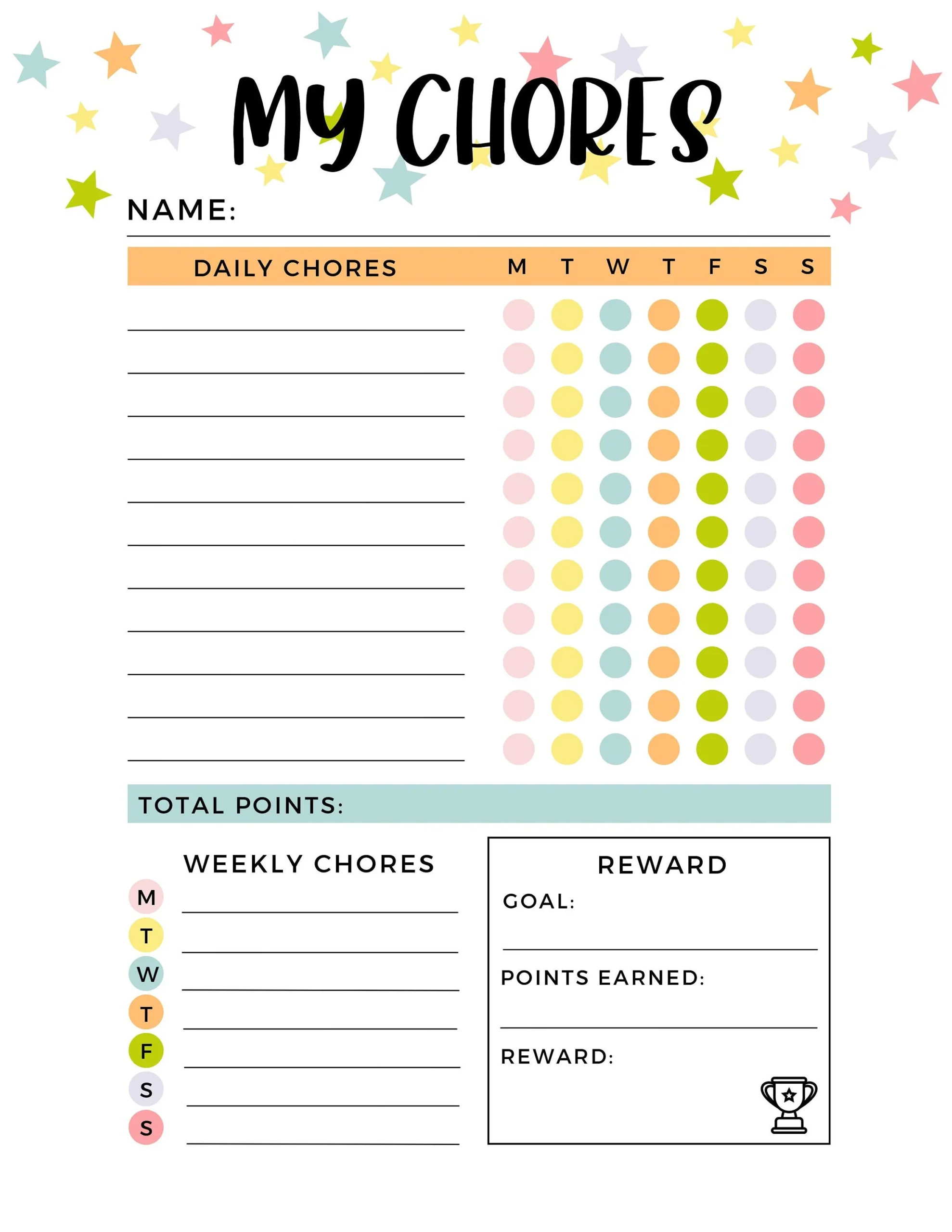 Little Girl Blank Chore Chart Printable Little Girl Blank Chore Chart Printable