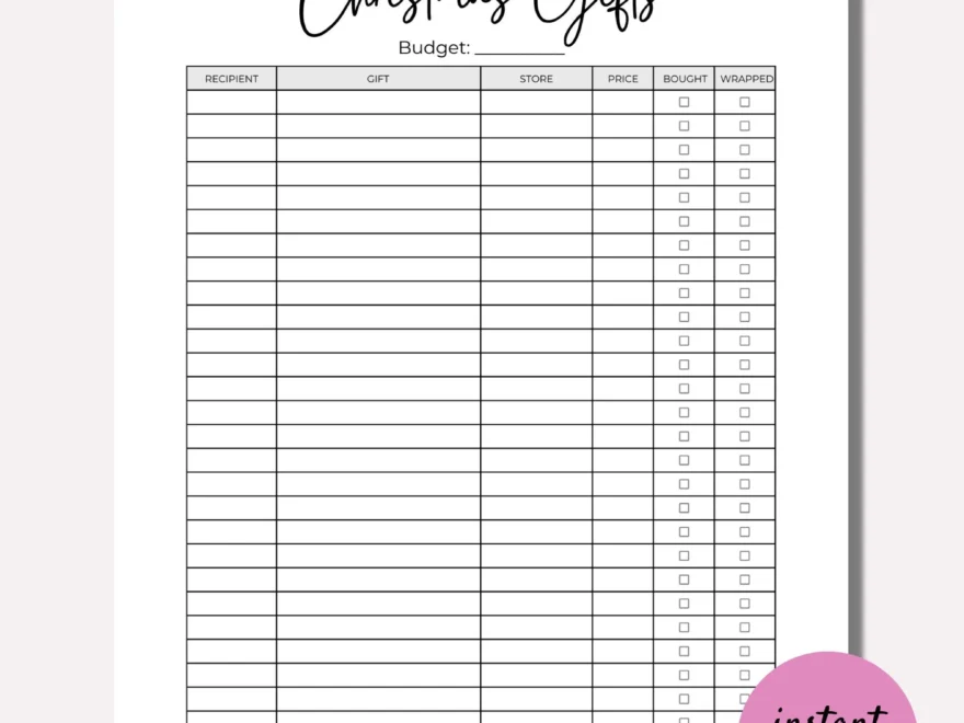 Christmas Gift List Gift Tracker Christmas Gift Planner Christmas Shopping List Gift Planner INSTANT Download PDF A4 A5 Half LETTER Etsy