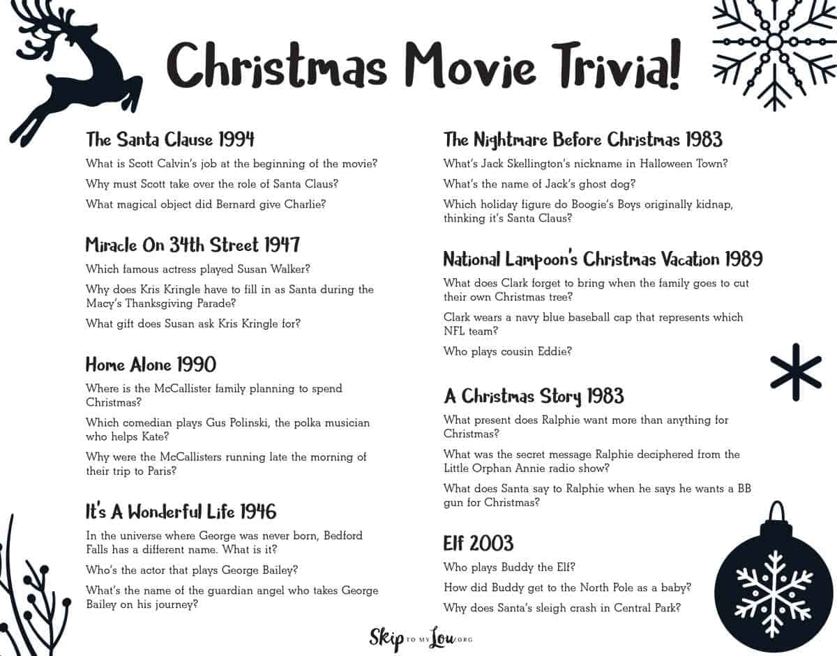 Christmas Story Trivia Printable