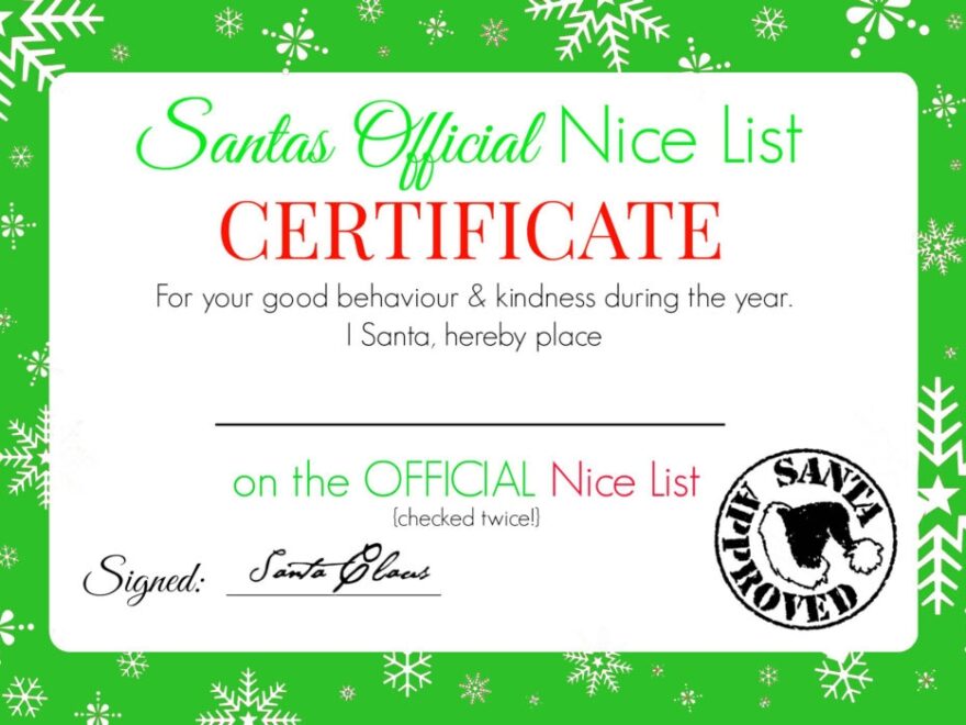 Christmas Nice List Certificate Free Printable Super Busy Mum Northern Irish Blogger