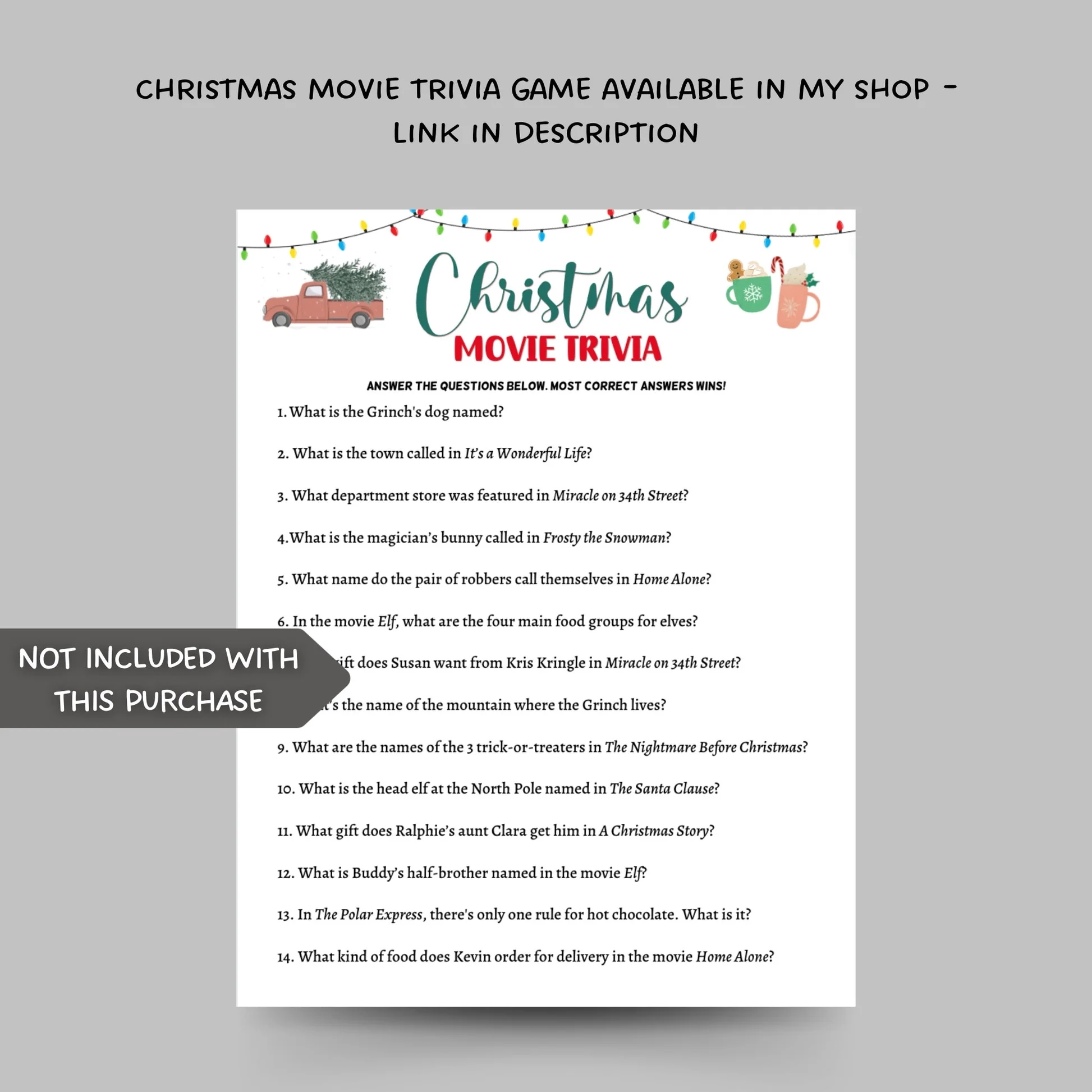 Christmas Trivia Game Printable Scribbled LLC