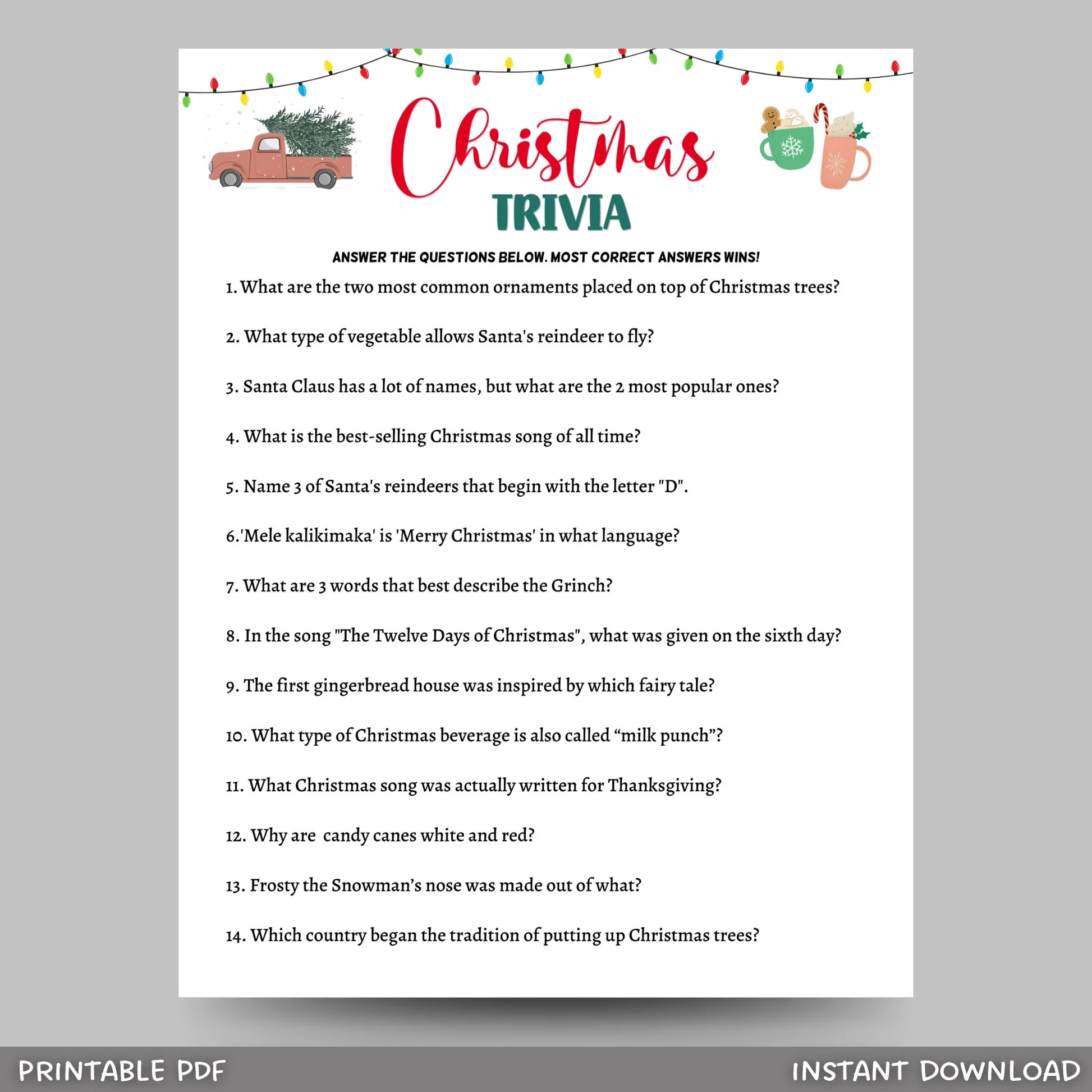 Christmas Trivia Game Printable Scribbled LLC Christmas Trivia Game Printable Scribbled LLC